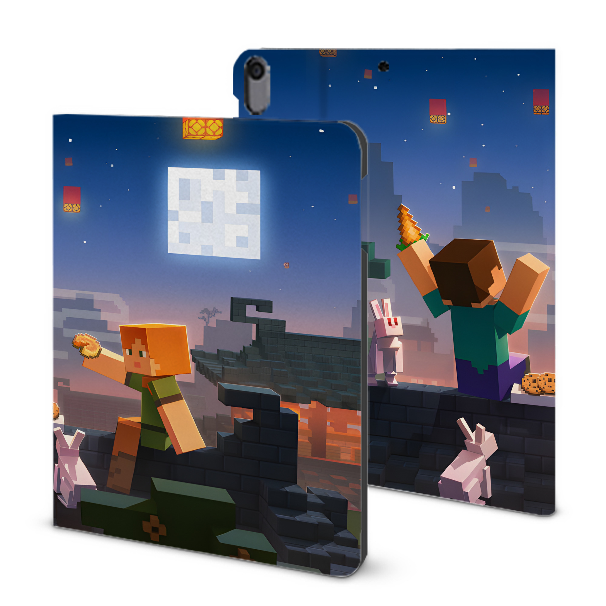 （画像用） マインクラフト ブロックの世界 Minecraft MC Block world IPad ケース ブック型 PUレザー TPU 耐衝撃 軽量 薄型 ペン収納なし 全面保護 IPad 各モデル対応